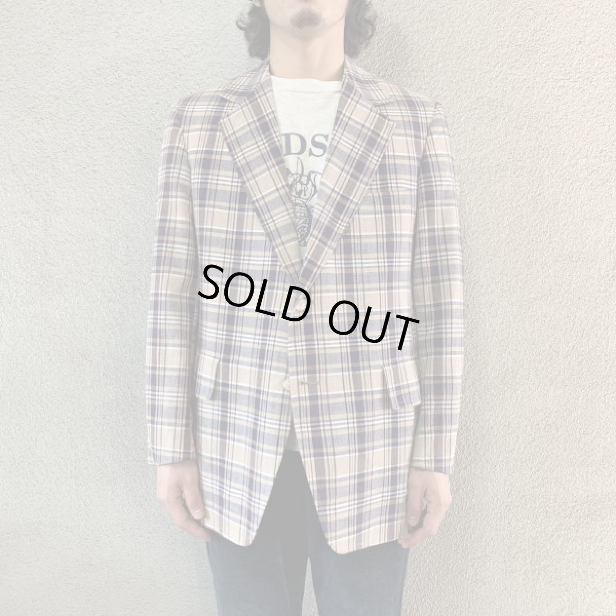 画像1: 60's-70's madras check tailored jacket  (1)