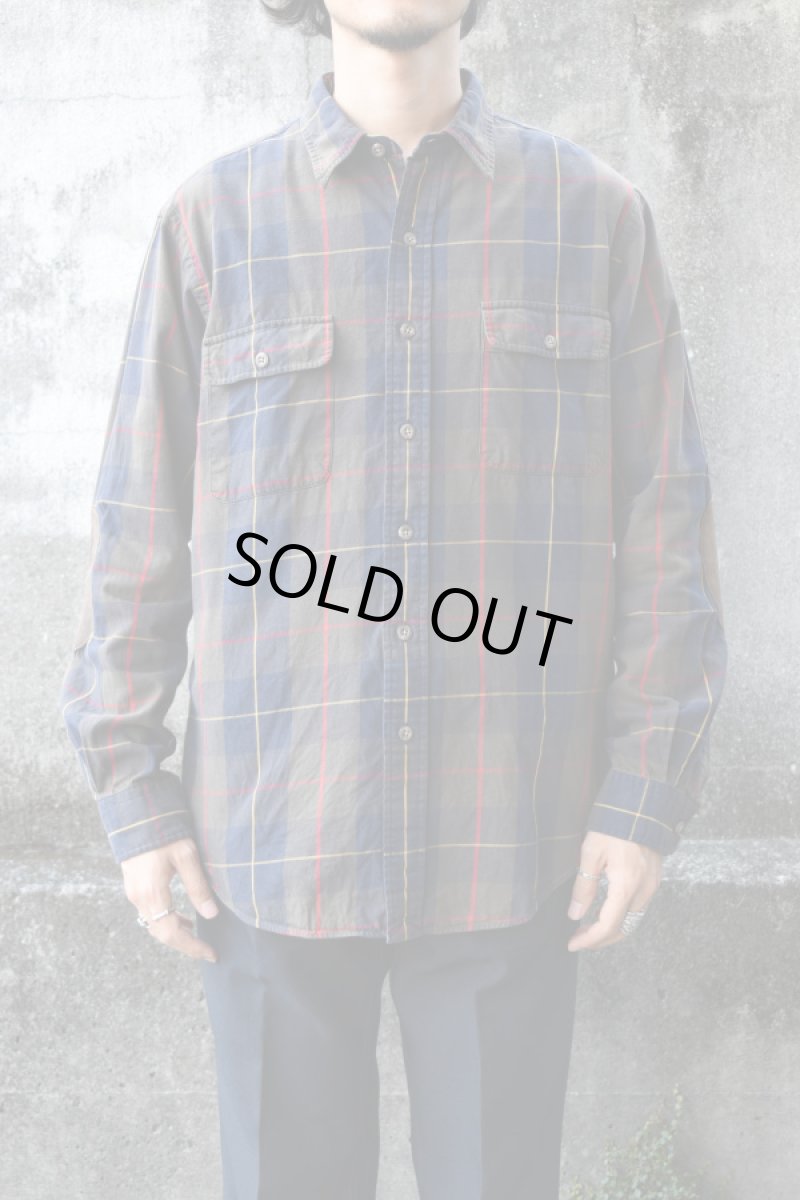 画像1: Ralph Lauren check flannel shirt [elbow patch] (1)