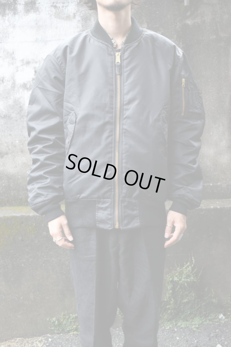 画像1: [DEADSTOCK] 90's CONCORD by ALPHA INDUSTRIES MA-1 flight jacket -BLACK/ORANGE- (1)